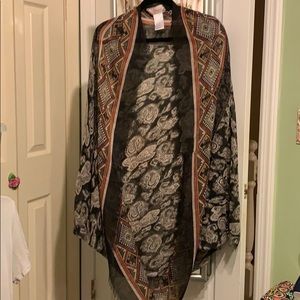 Free People Black Patterned Kimono